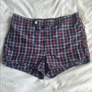Vintage 60s 70s JANTZEN mens plaid check swim shorts trunks lined 36 L- XL USA